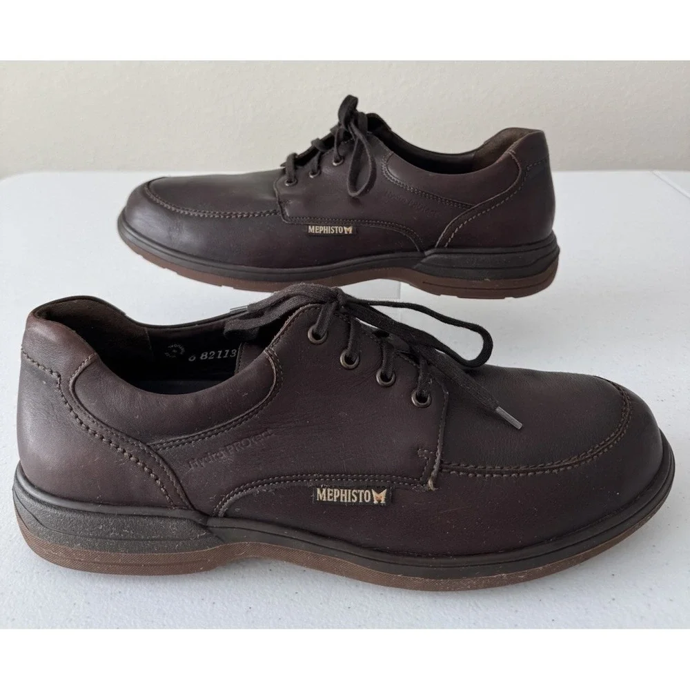 Mephisto Douk Hydroprotect Moc Toe Derby Brown Leather Men's‎ Shoe Size 12 M US